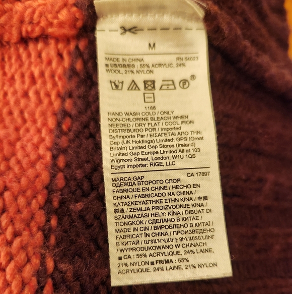 GAP Cotton Horizontal Striped Knit Sweater Pink Yellow Purple Red Fuschia Size M - Picture 2 of 6